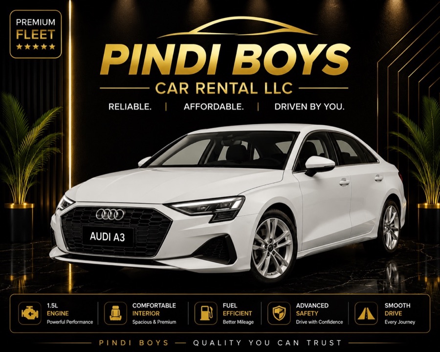 Audi A3 for rent in Dubai with Pindi Boys Car Rental