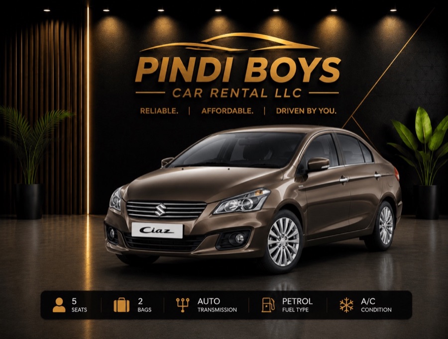 Suzuki Ciaz for rent in Dubai with Pindi Boys Car Rental